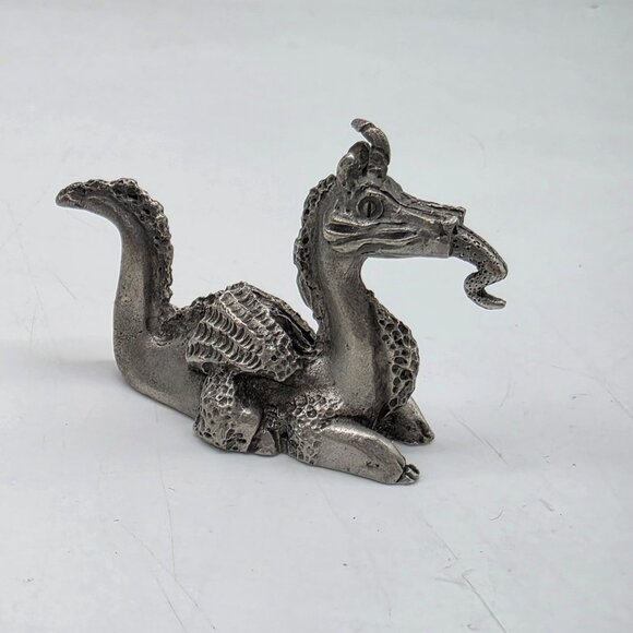 Vintage 1981 Spoontiques Pewter Dragon Figurine Intricate Detailing Textured 1.5 - Picture 1 of 8
